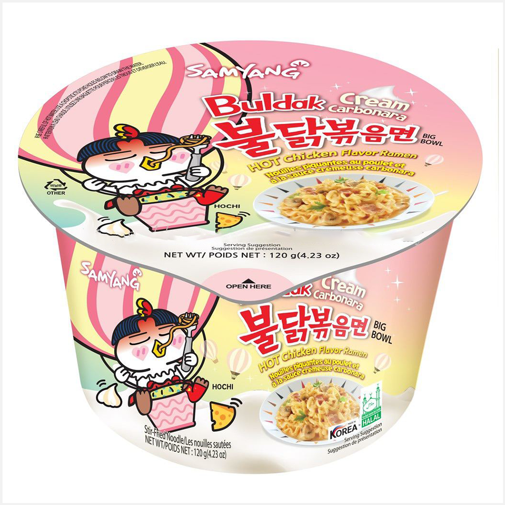 Samyang Buldak Cream Carbonara Hot Chicken Flavour Ramen Tub