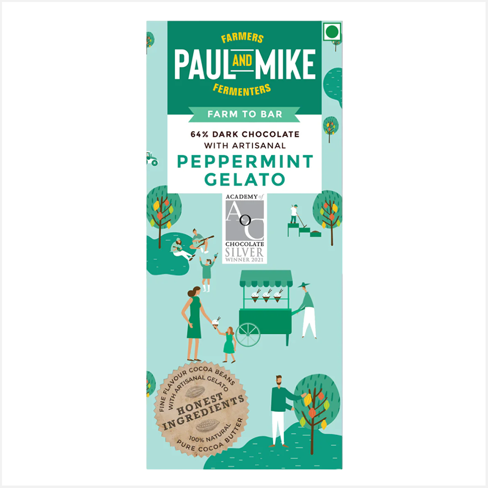 Paul & Mike 64% Artisanal Peppermint Gelato Dark Chocolates