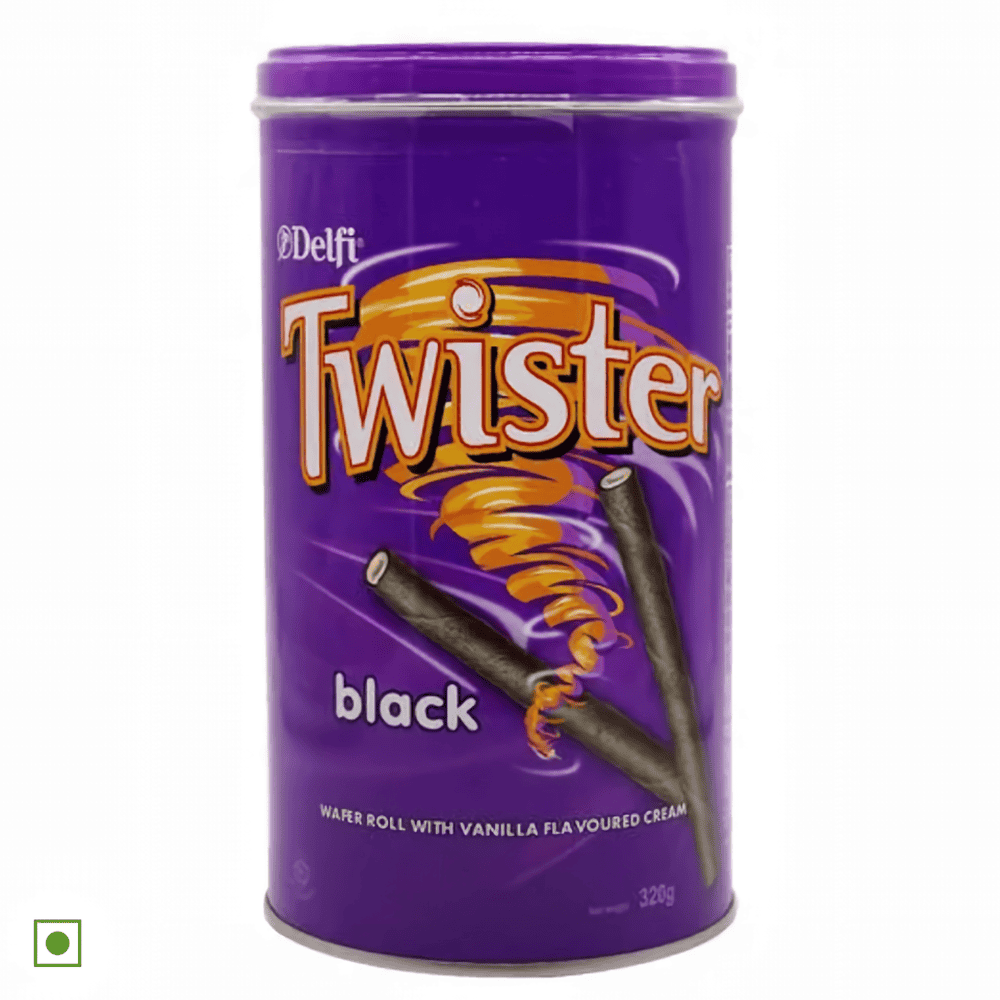 Delfi Twister Black Wafer Roll - Vanilla Cream