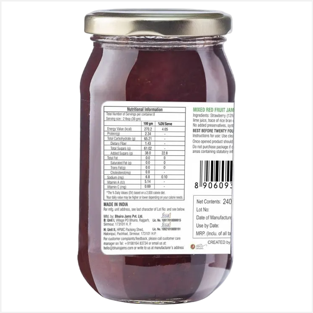 Bhuira Mixed Red Fruit Natural Jam