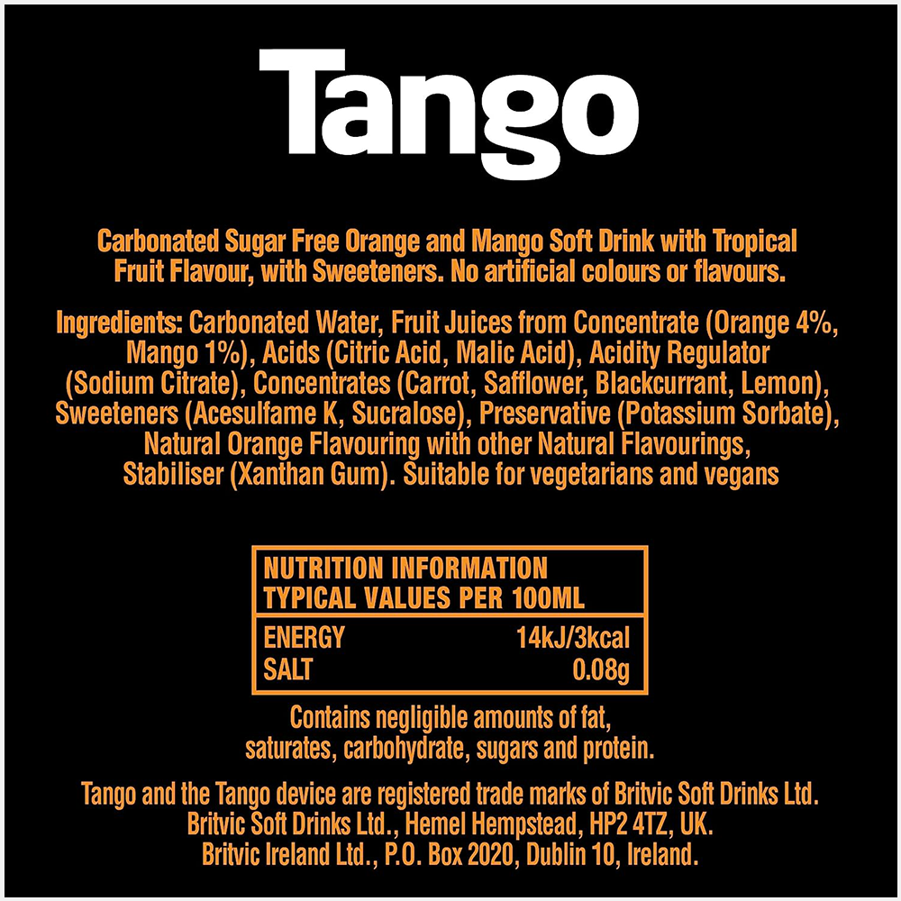 Tango Sugar Free Paradise Punch