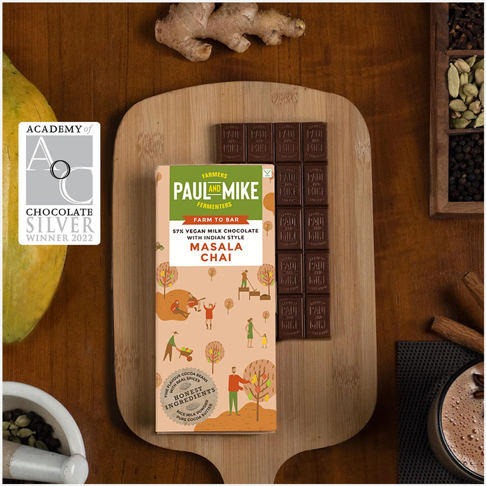 Paul & Mike 57% Vegan Indian Style Masala Chai Dark Chocolates