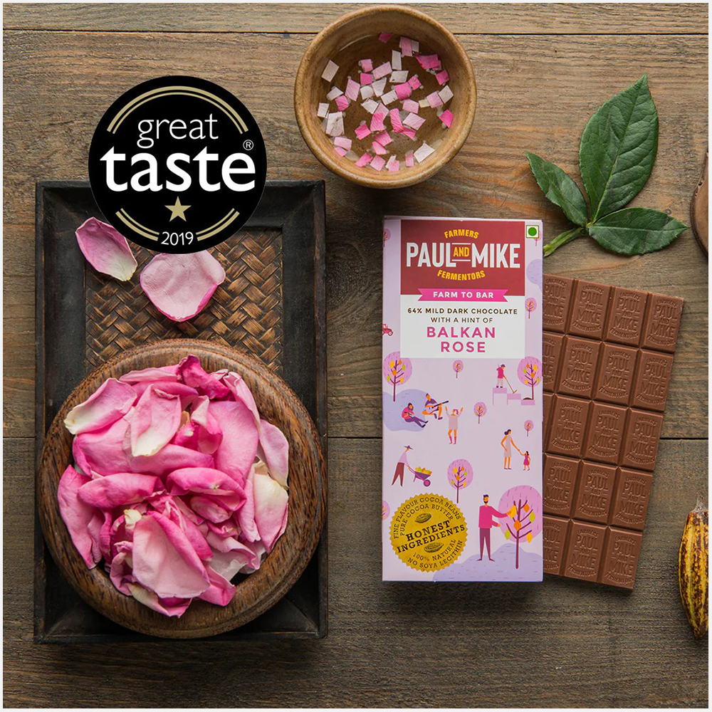 Paul & Mike 64% Vegan Balkan Rose Dark Chocolates