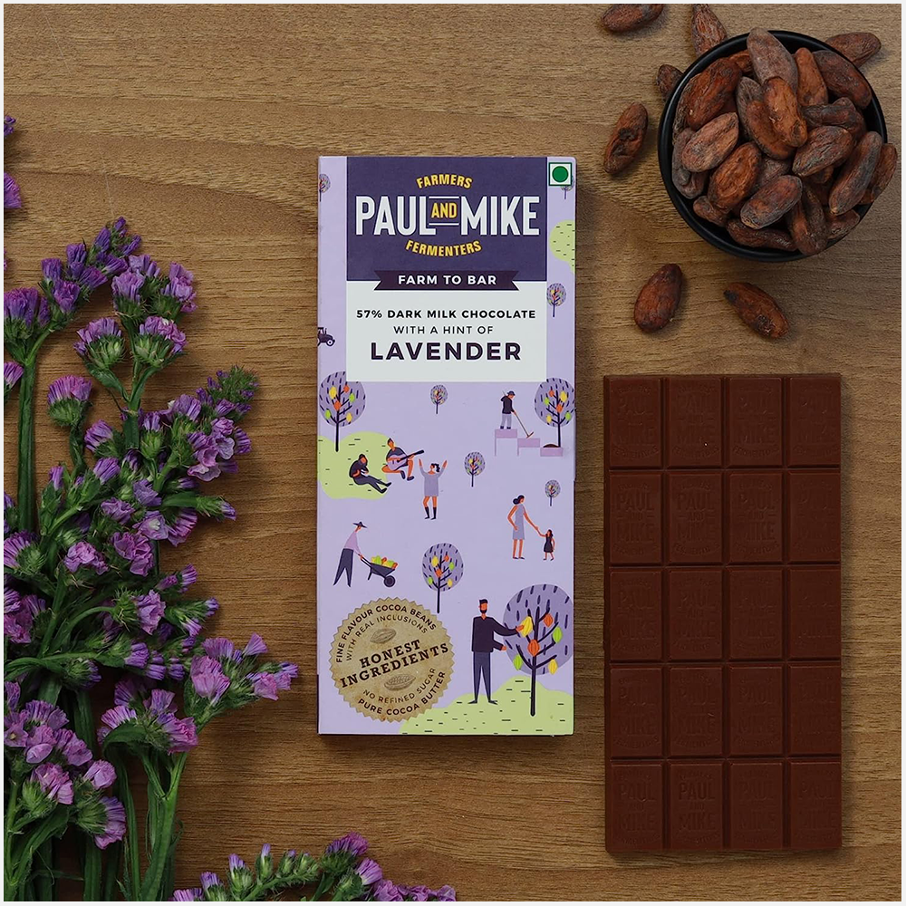 Paul & Mike 57% Hint of Lavendar Dark Milk Chocolates