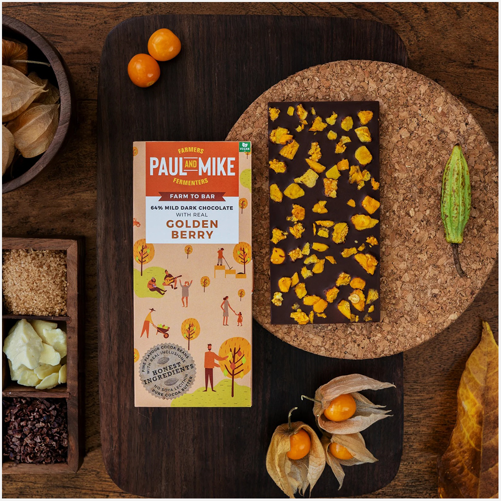 Paul & Mike 64% Golden Berry Dark Chocolates