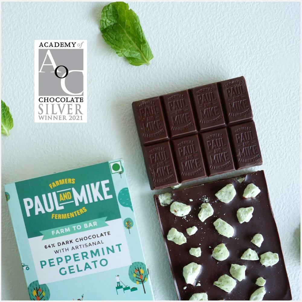 Paul & Mike 64% Artisanal Peppermint Gelato Dark Chocolates