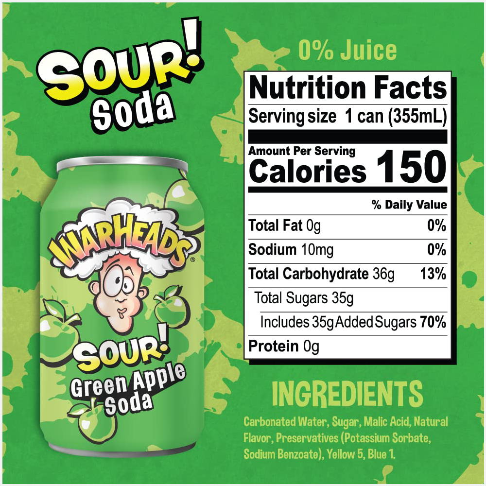 Warheads Sour Green Apple Soda