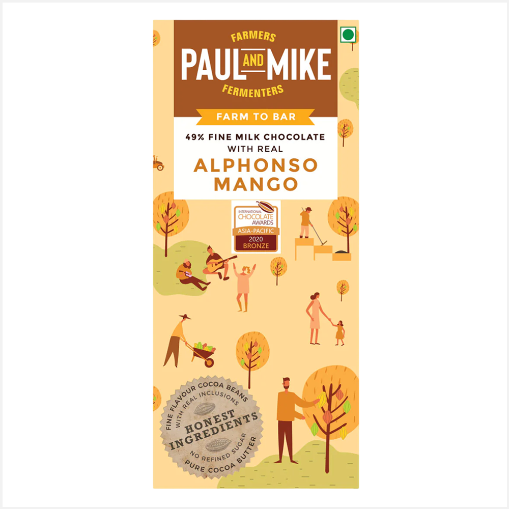 Paul & Mike 49% Fine Milk Real Alphonso Mango Chocolates
