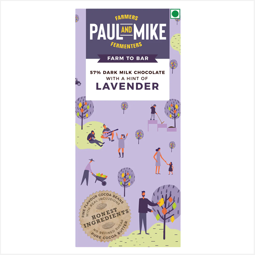 Paul & Mike 57% Hint of Lavendar Dark Milk Chocolates