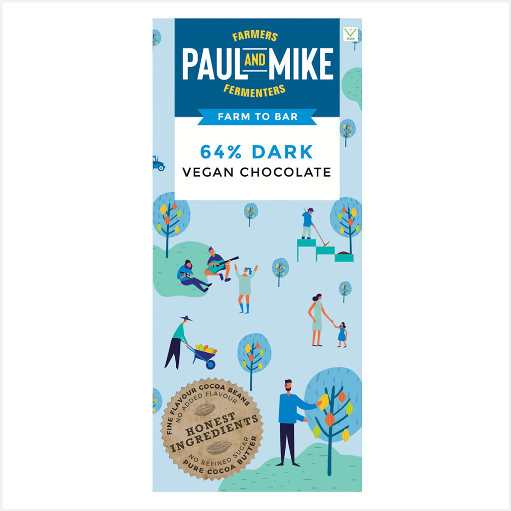 Paul & Mike 64% Vegan Dark Chocolates