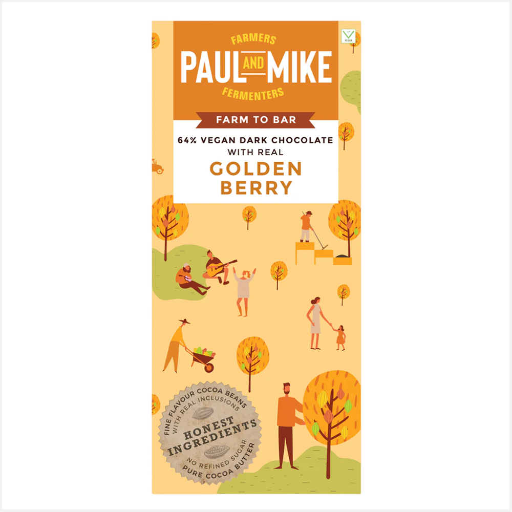 Paul & Mike 64% Golden Berry Dark Chocolates
