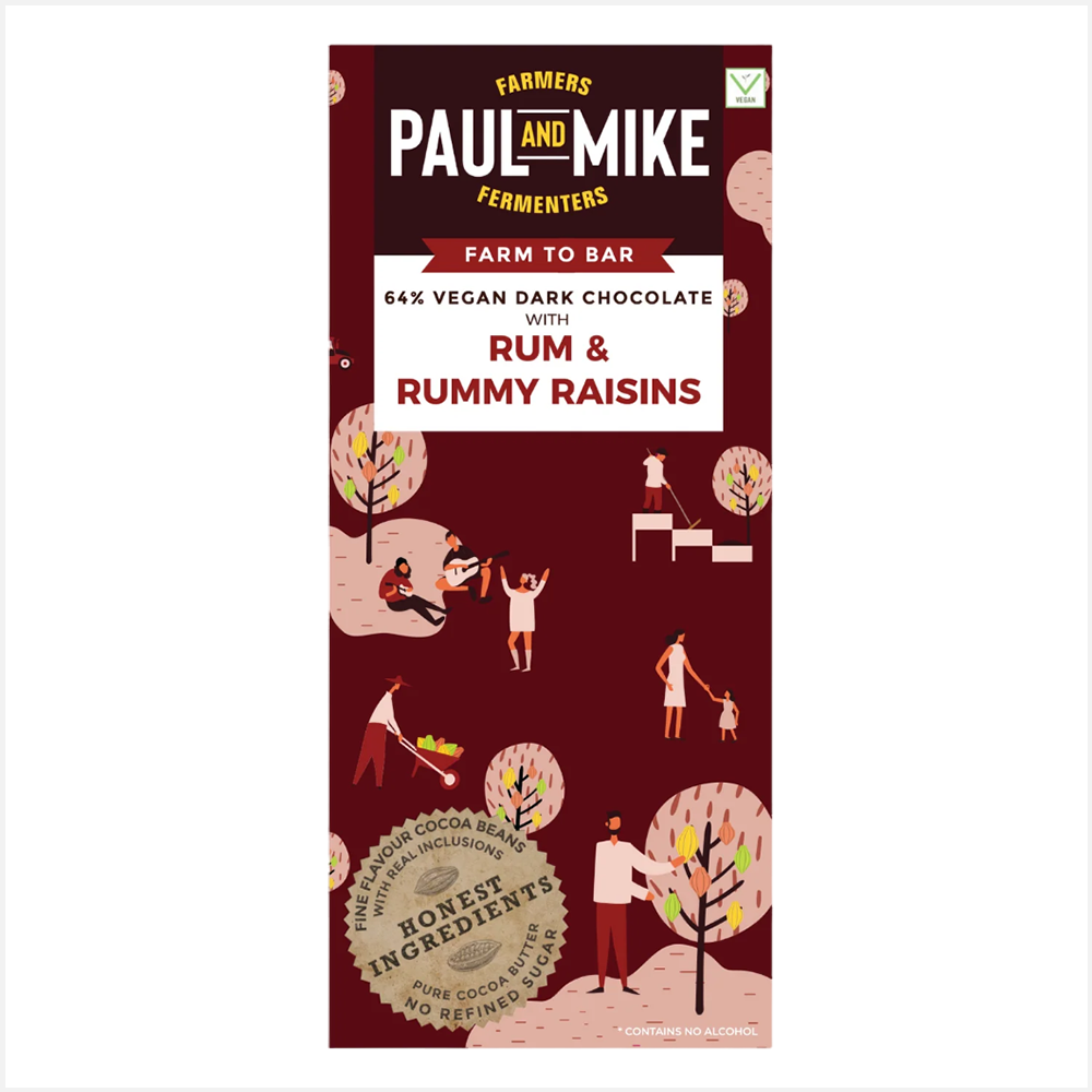 Paul & Mike 64% Vegan Rum & Rummy Raisins Chocolates